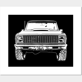 White Chevy K5 Blazer Sketch Art Posters and Art